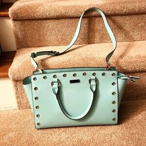 New York & Company Light Blue Tote Bag w/ Strap & Rivet Studs